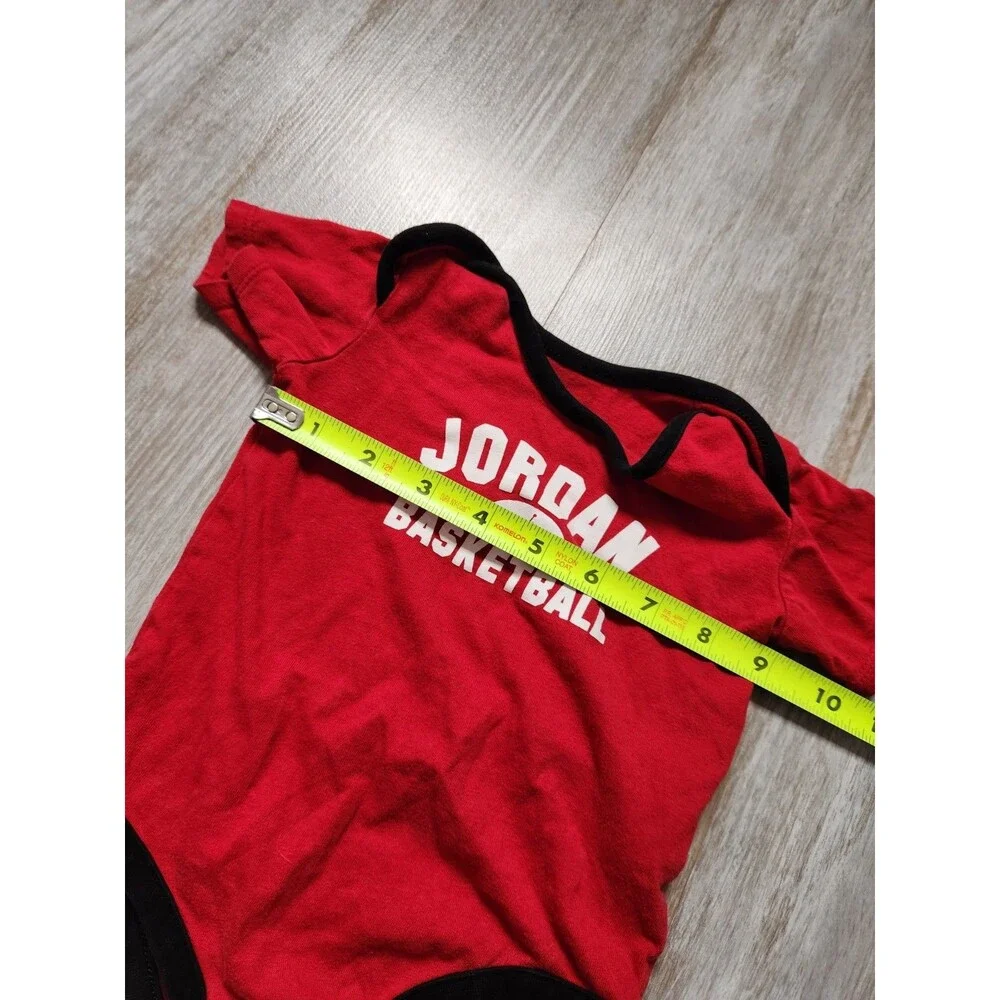 Jordan Air Jumpman Basketball Baby One Piece Red Black Snap Sz 6-9 Months GUC